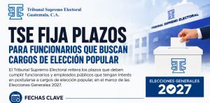 TSE oficializa plazos de renuncia para funcionarios que aspiren a cargos de elección popular en 2027