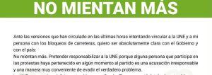 Sandra Torres: «La UNE no organiza ni dirige estos bloqueos»
